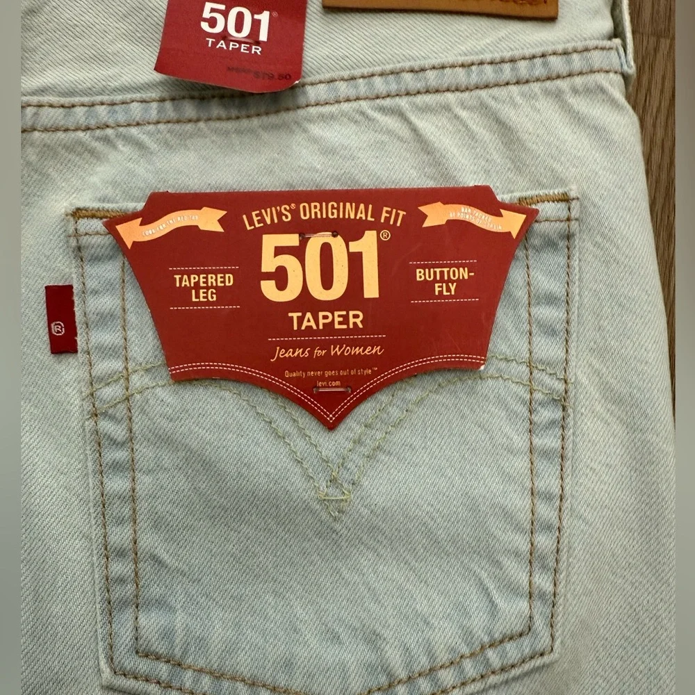 NWT Levi's 501 Cotton Ripped Tapered Juniors Women Jeans Size 24x28 - Picture 7 of 9